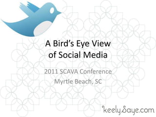 A Bird’s Eye View of Social Media 2011 SCAVA Conference Myrtle Beach, SC  