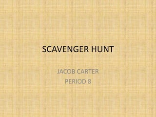 SCAVENGER HUNT
JACOB CARTER
PERIOD 8

 