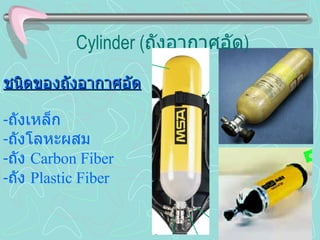 Cylinder  ( ถังอากาศอัด ) ชนิดของถังอากาศอัด ถังเหล็ก ถังโลหะผสม ถัง  Carbon Fiber ถัง  Plastic Fiber 