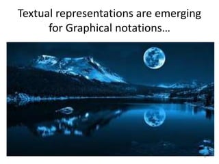 Textual representations are emerging
for Graphical notations…
6
 