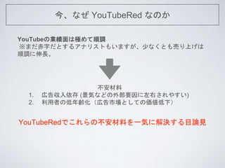񡢤ʤ YouTubeRed ʤΤ
YouTubeΘIϘO{
ޤ֤Ȥ륢ʥꥹȤ⤤ޤ٤ʤȤӤϤ
{L

1. ڸ慧 (ݤʤɤⲿҪҤ䤹)
2. ߤεhڸЈȤƤ΁£
YouTubeRedǤβϤһݤ˽QĿՓҊ
 