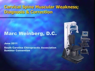 Cervical Spine Muscular Weakness; Diagnosis & Correction Marc Weinberg, D.C. June 2011 South Carolina Chiropractic Association Summer Convention 