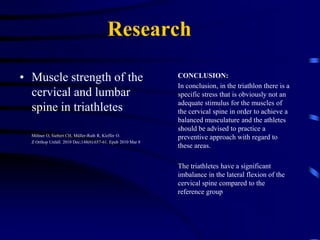 ResearchCervical muscles strength testing: methods and clinical implications.	Dvir Z, Prushansky T, 	Department of Physical Therapy, Sackler Faculty of Medicine, Tel Aviv University, Tel Aviv, Israel. zdvir@post.tau.ac.il	J MANIPULATIVE PHYSIOL THER 2008SEP; 31(7)  pp. 518 - 24	SUMMARY: Overall studies indicate that compared to normal subjects patients suffering from neck-related disorders present with significant reduction in CS, whereas women are weaker than men by about 40%. Noteworthy a significant drop in CS in both sexes is delayed until the seventh decade. In terms of its reproducibility, CS findings have been investigated using primarily relative parameters, and hence, the associated error is not yet established. Therefore, application of CS as a clinical outcome measure, particularly for assessing change due to intervention, should be critically conducted.
