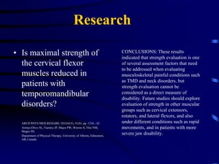 ResearchMuscle strength of the cervical and lumbar spine in triathletesMiltner O, Siebert CH, Müller-Rath R, Kieffer O.	Z Orthop Unfall. 2010 Dec;148(6):657-61. Epub 2010 Mar 8	CONCLUSION: 	In conclusion, in the triathlon there is a specific stress that is obviously not an adequate stimulus for the muscles of the cervical spine in order to achieve a balanced musculature and the athletes should be advised to practice a preventive approach with regard to these areas.	The triathletes have a significant imbalance in the lateral flexion of the cervical spine compared to the reference group