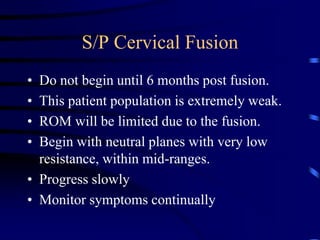 MCU vs. Heat TherapyRCT of 145 Subjects with neck painExercise and Infrared/Neck care instructionPre-Post measures after 6 weeks of intervention.Results:  Exercise group had a significantly better improvement in disability score, pain rating, and isometric strength after 6 weeks.Conclusion:  “Chronic neck pain can benefit from the neck exercise program” –Dr TT Chiu, 2004