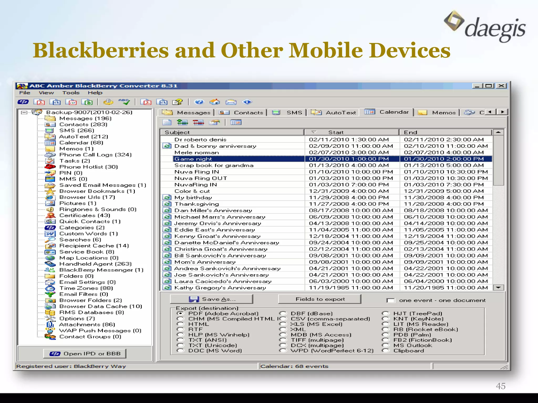 Blackberries and Other Mobile Devices




                                        45
 