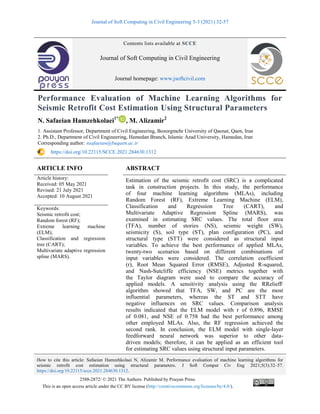 Performance Evaluation of Machine Learning Algorithms for Seismic ...