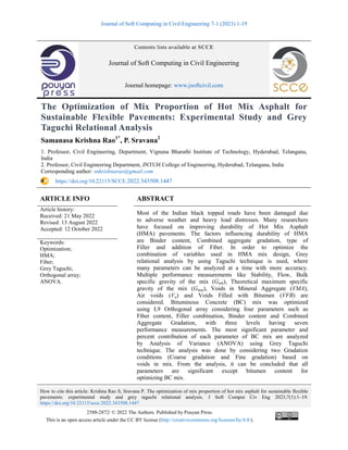 The Optimization of Mix Proportion of Hot Mix Asphalt for Sustainable ...