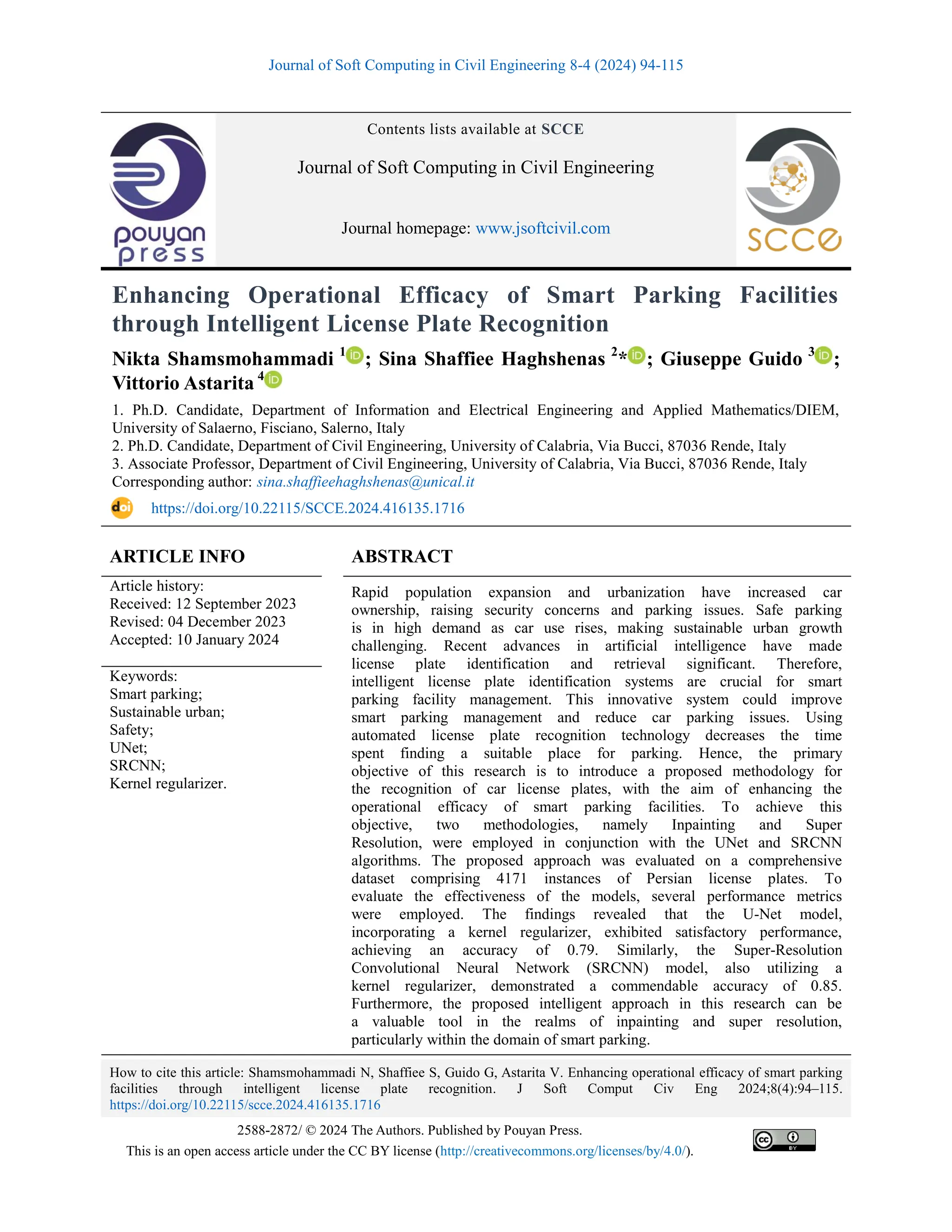 Enhancing Operational Efficacy of Smart Parking Facilities through ...