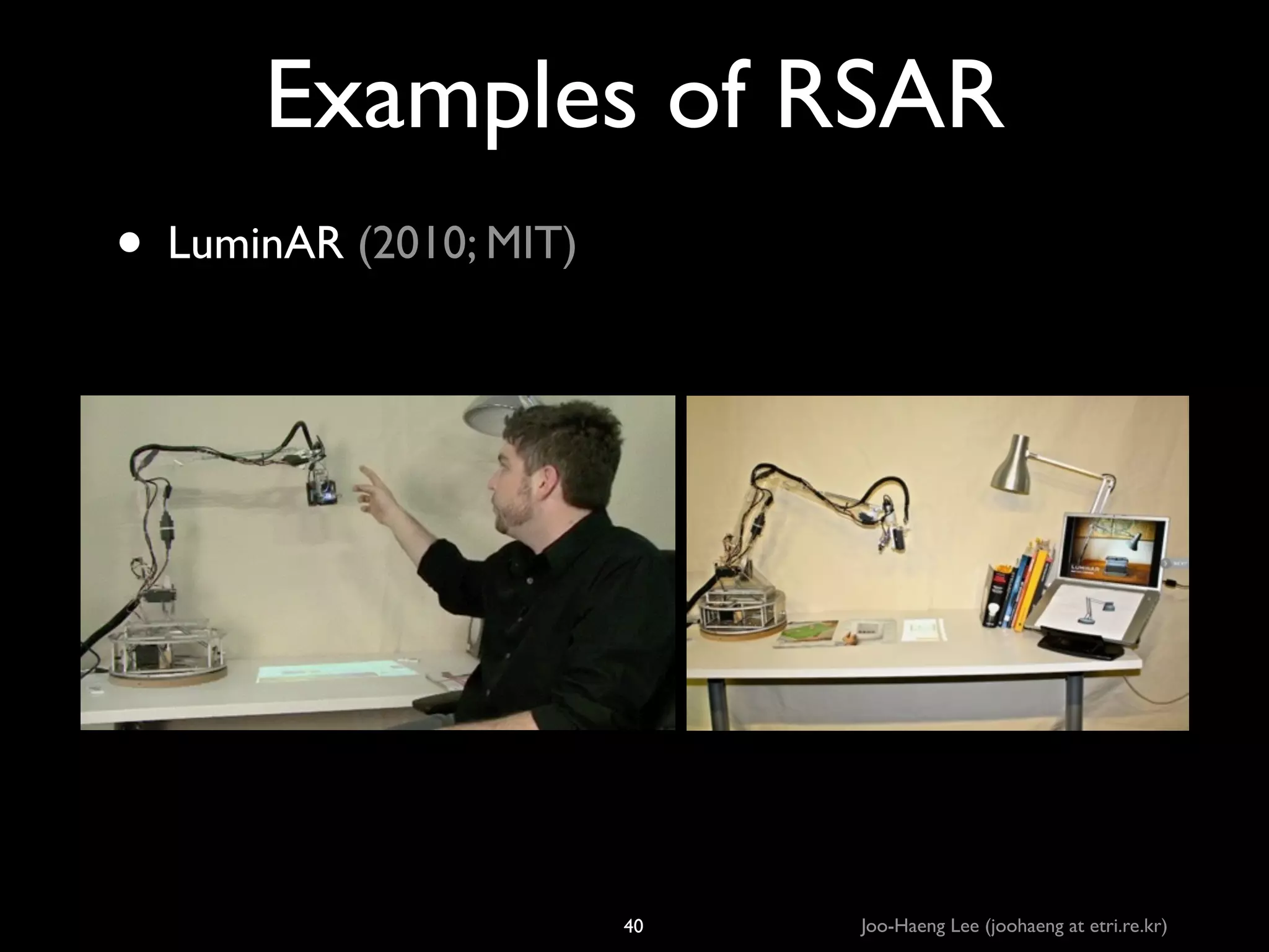 Examples of RSAR
• LuminAR (2010; MIT)

40

Joo-Haeng Lee (joohaeng at etri.re.kr)

 