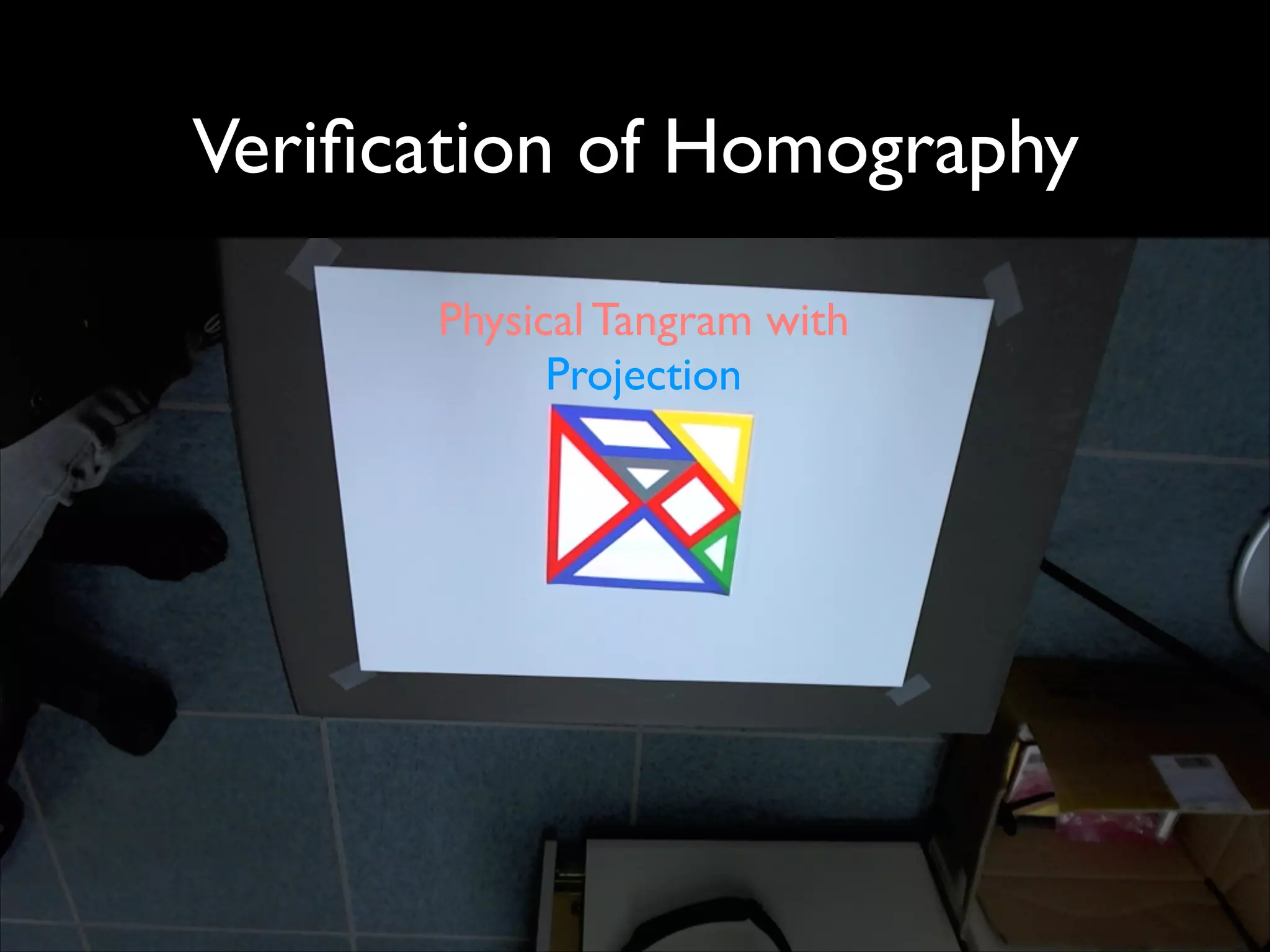Veriﬁcation of Homography
Physical Tangram with	

Projection

 