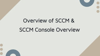 Overview of SCCM &
SCCM Console Overview
 