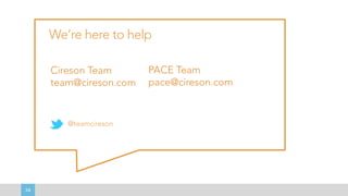 34
Cireson Team
team@cireson.com
@teamcireson
We’re here to help
PACE Team
pace@cireson.com
 