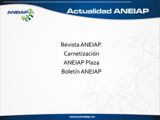 Actualidad ANEIAP



Revista ANEIAP.
 Carnetización
 ANEIAP Plaza
Boletín ANEIAP
 
