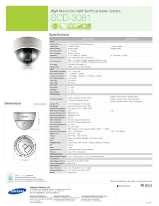 Samsung Techwin SCP-3371H Data Sheet