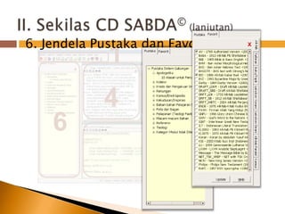 II. Sekilas CD SABDA© (lanjutan)16. JendelaPustakadanFavorit23465