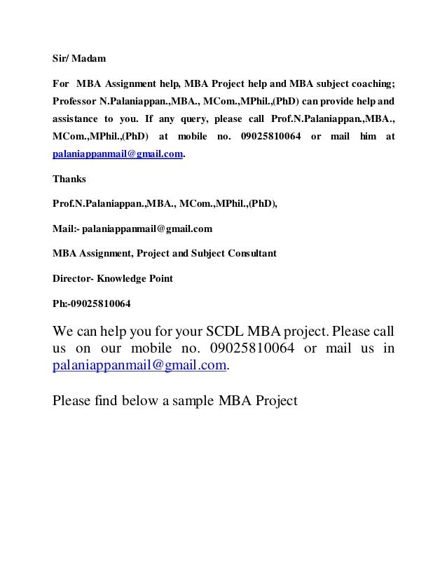 Mba project writing service india
