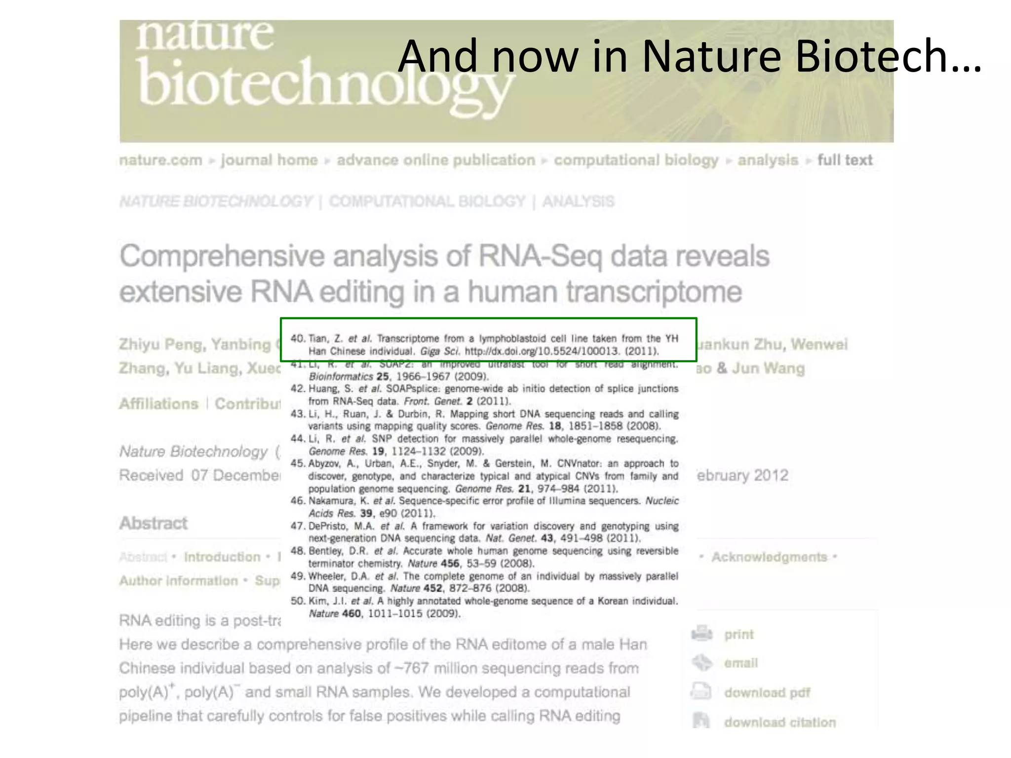 And now in Nature Biotech…
 