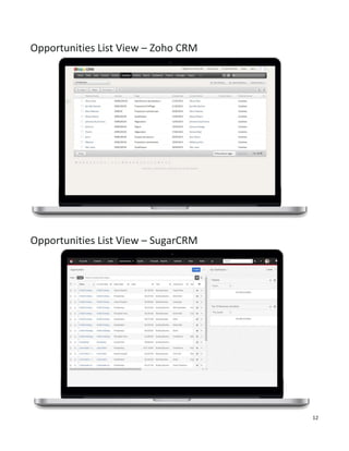 12
Opportunities List View – Zoho CRM
Opportunities List View – SugarCRM
 