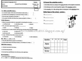 امتحانات المدارس فى الساينس للصف الخامس الابتدائى لآخر العام Science g5 t2 tests