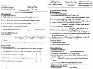  امتحانات المدارس فى الساينس للصف الخامس الابتدائى لآخر العام Science g5 t2 tests