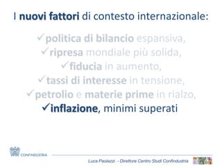 Luca Paolazzi - Direttore Centro Studi Confindustria
inflazione, minimi superati
I nuovi fattori di contesto internaziona...