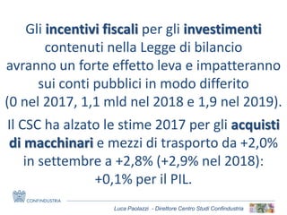 Luca Paolazzi - Direttore Centro Studi Confindustria
Gli incentivi fiscali per gli investimenti
contenuti nella Legge di b...