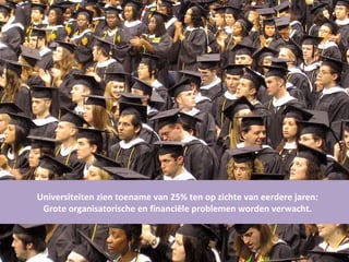 Universiteiten zien toename van 25% ten op zichte van eerdere jaren:  Grote organisatorische en financiële problemen worden verwacht.  
