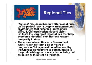 Unfulfilled Promise Unfulfilled Promise  describes a China where the desire for economic development is not supported by the necessary structural reforms. The name reflects the general sentiment among the Chinese people that the promise made to them in terms of inclusive economic development has been largely unfulfilled. The story is told as an article in a Western online journal and reviews China’s development over the period 2006-2025. 