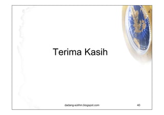 Dadang holds a MA degree (Economics), University of Colorado, USA. His previous post is Head, Center for Research Data and Information at DPD Secretariat General as well as Deputy Director for Information of Spatial Planning and Land Use Management at Indonesian National Development Planning Agency (Bappenas).  Beside working as Assistant Professor at Graduate School of Asia-Pacific Studies, Waseda University, Tokyo, Japan, he also active as Associate Professor at University of Darma Persada, Jakarta, Indonesia. He got various training around the globe, included Advanced International Training Programme of Information Technology Management, at Karlstad City, Sweden (2005); the Training Seminar on Land Use and Management, Taiwan (2004);  Developing Multimedia Applications for Managers, Kuala Lumpur, Malaysia (2003); Applied Policy Development Training, Vancouver, Canada (2002); Local Government Administration Training Course, Hiroshima, Japan (2001); and Regional Development and Planning Training Course, Sapporo, Japan (1999). He published more than five books regarding local autonomous.  You can reach Dadang Solihin by email at  dadangsol@yahoo.com  or by his mobile at +62812 932 2202 Dadang Solihin’s Profile 