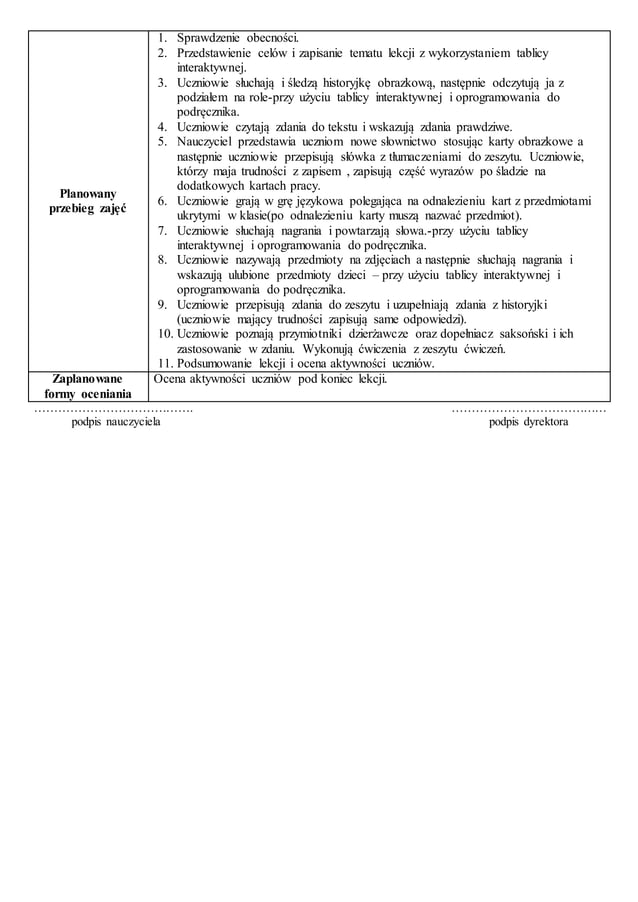 Scenariusz lekcji - monitor interaktywny | PDF
