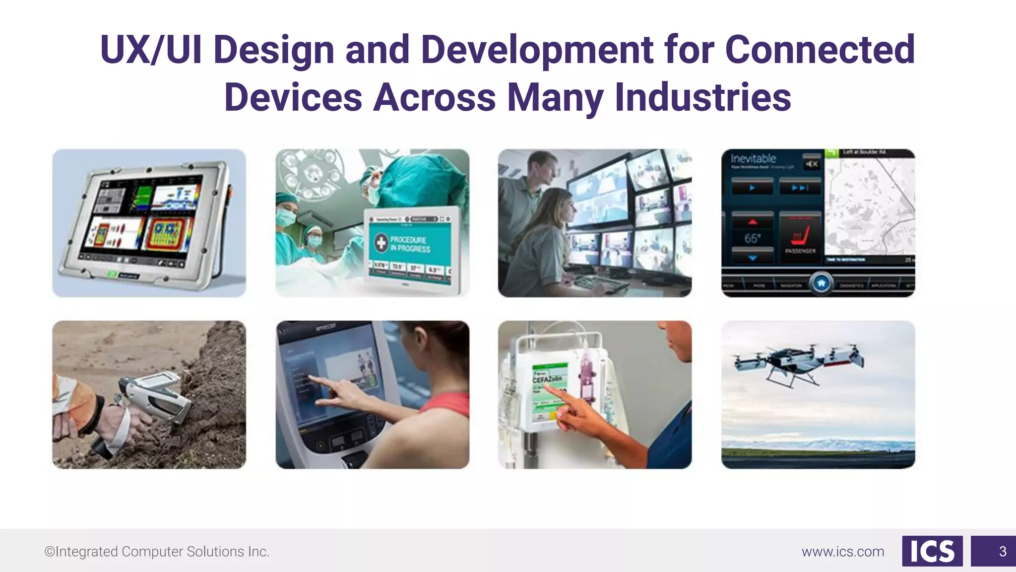 ©Integrated Computer Solutions Inc. www.ics.com
UX/UI Design and Development for Connected
Devices Across Many Industries
3
 