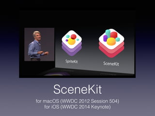 SceneKit
for macOS (WWDC 2012 Session 504)
for iOS (WWDC 2014 Keynote)
 