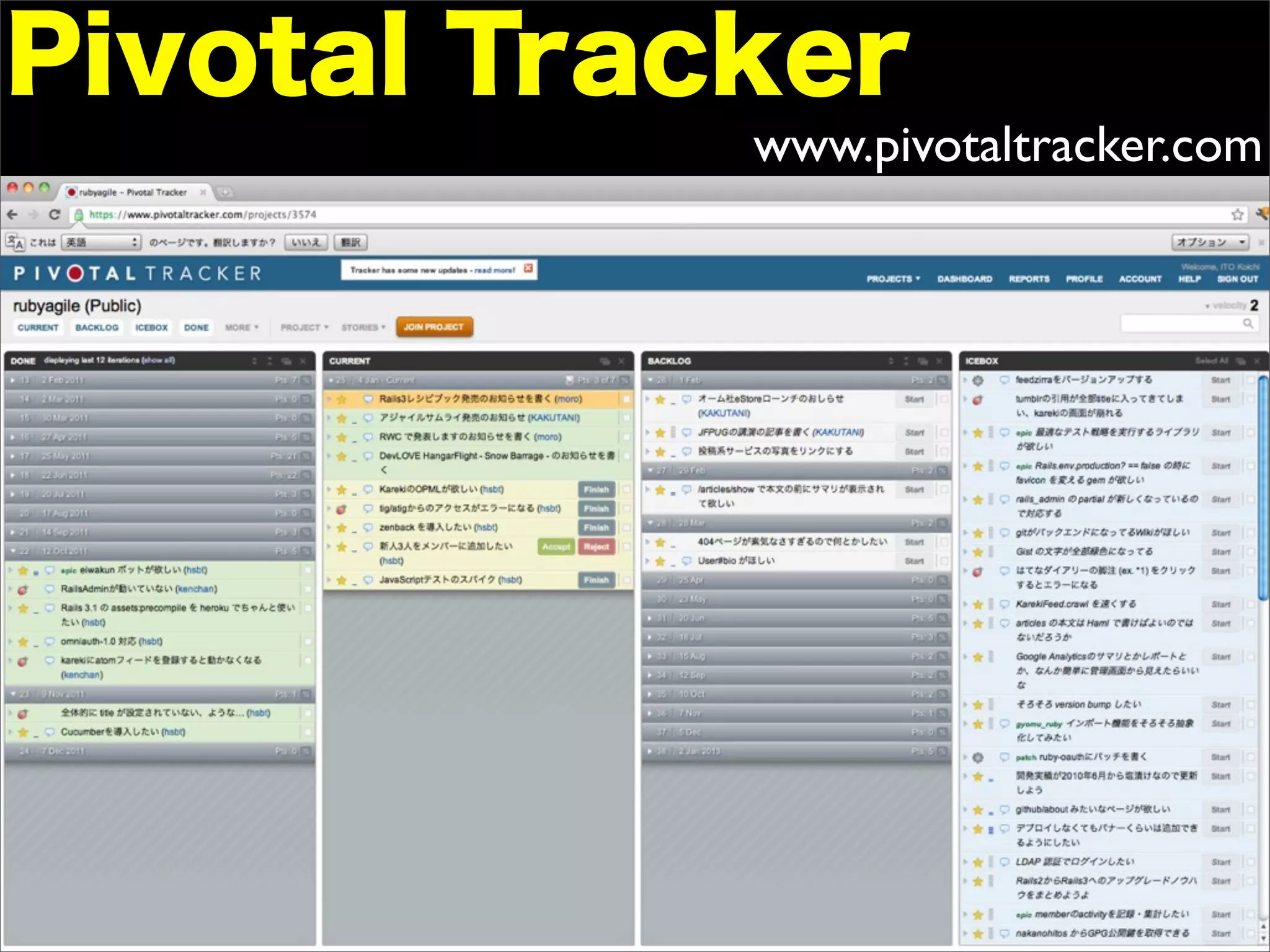 Pivotal Tracker
            www.pivotaltracker.com
 
