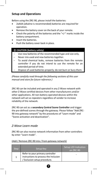 Z Wave Remote Control Replicate Scenes controller z wave plus remotec | PDF