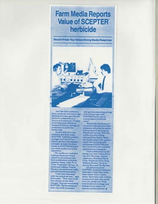 Scepter Herbicide Media Tour 1986