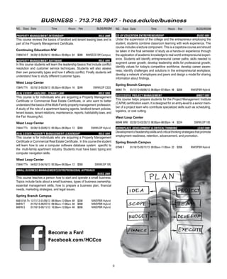 HCC Continuing Education Schedule