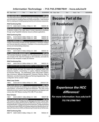 HCC Continuing Education Schedule HCC Continuing Education Schedule