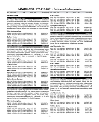 HCC Continuing Education Schedule