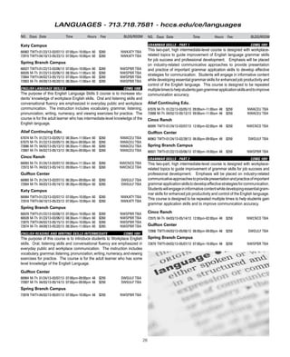 HCC Continuing Education Schedule