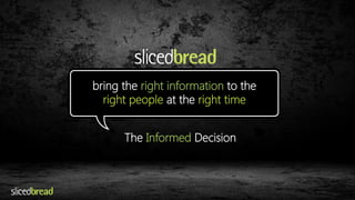 bring the right information to the 
right people at the right time 
The Informed Decision 
 