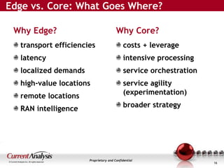 Edge vs. Core: What Goes Where? 
Why Edge? Why Core? 
transport efficiencies 
latency 
localized demands 
high-value locat...