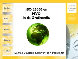 ISO 26000 en
MVO
in de Grafimedia
Dag van Duurzaam Drukwerk en Verpakkingen
 