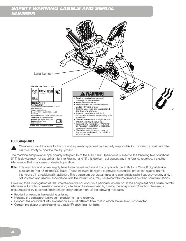 Schwinn 270 Recument Exercise bike Manual