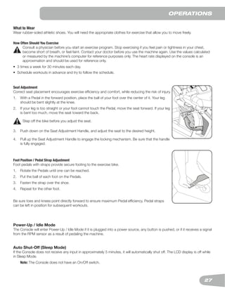Schwinn 270 Recument Exercise bike Manual PDF Free Download