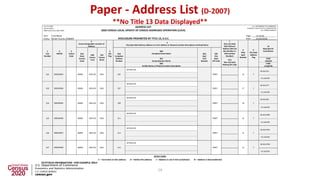 Paper - Address List (D-2007)
**No Title 13 Data Displayed**
Action Codes
C – Correction to this address D – Delete this a...