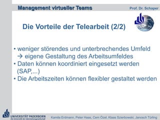 Die Formen der Telearbeit  Die Teleheimarbeit