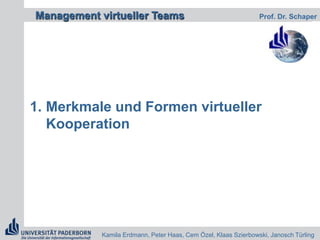 Merkmale und Formen virtueller Kooperation