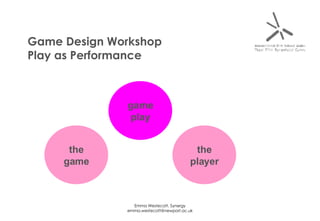 Game Design Workshop Play as Performance the game the player game play 
