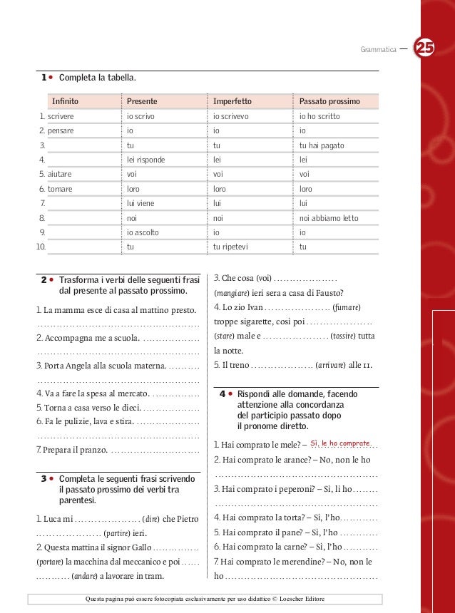 Scheda25 il passatoprossimo